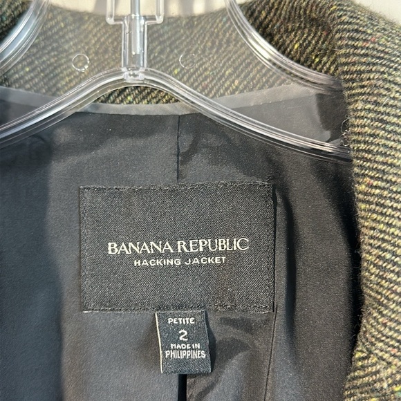 Banana Republic Speckled Olive HackingS Jacket Blazer Size 2P - Picture 4 of 16